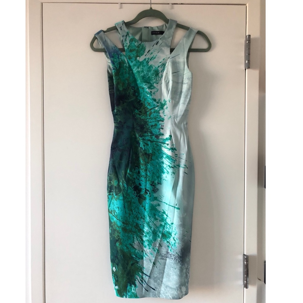 COPY - Karen Millen | Green Splatter-Print Dress